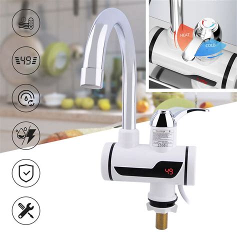 Electric Led Fast Instant Faucet Tap Cold Hot Water Heater Safe