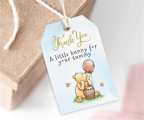 Classic Winnie The Pooh Favor Tag Winnie Pooh Baby Shower Etsy