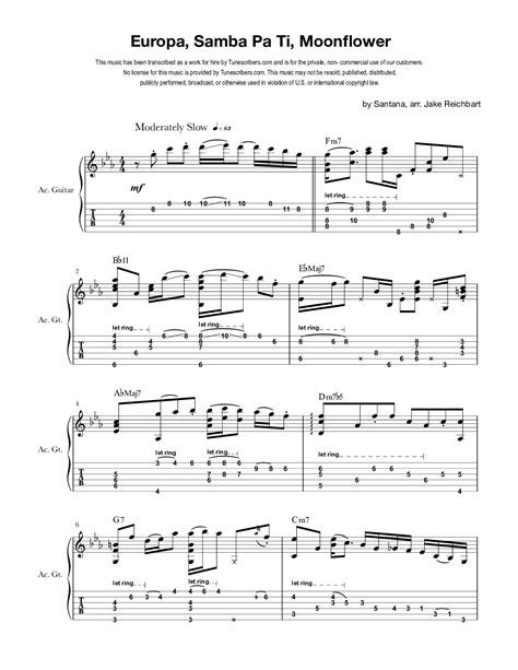 Tunescribers Europa Samba Pa Ti Moonflower Sheet Music