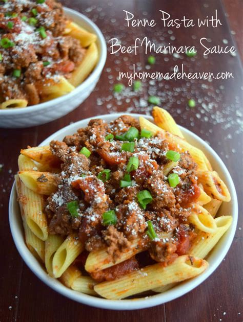 Penne Pasta With Beef Marinara Sauce My Homemade Heaven