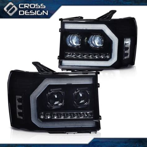 Smoked Lens Black Housing Headlights Fit For 07 14 Gmc Sierra 1500 2500hd 3500hd Ebay