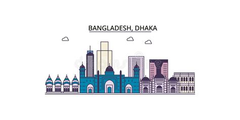 Bangladesh Dhaka Architecture Line Skyline Illustration Linear Vector