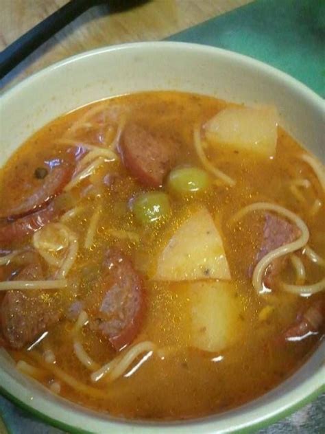 Sopa De Salchichon Puerto Rican Salami Sausage Soup From A Puerto