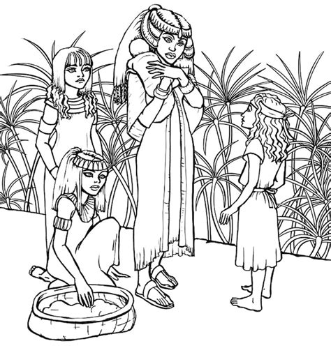 Baby Moses And Miriam Coloring Page