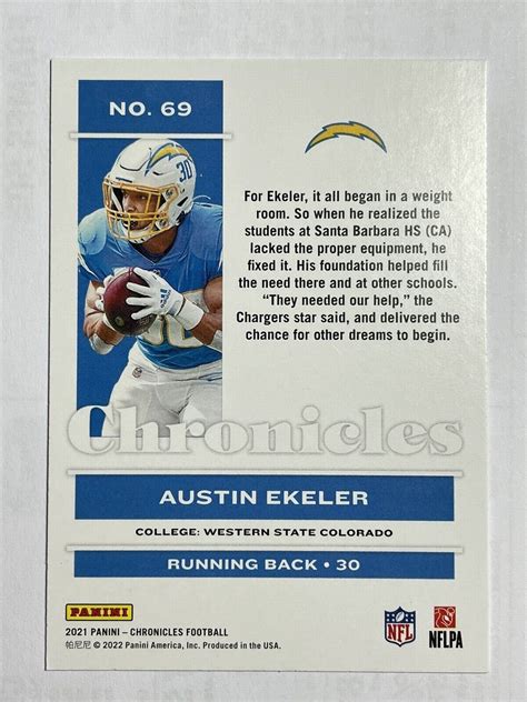 AUSTIN EKELER Los Angeles Chargers 2021 Panini Chronicles Football Card