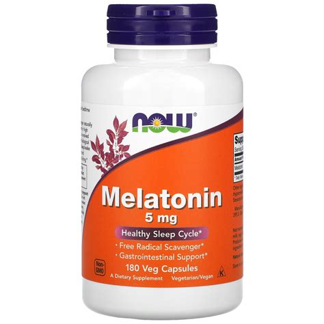 Now Foods Melatonin 5 Mg 180 Veg Capsules