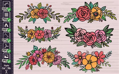 Flower Svg Bundle 21 Floral SVG Rose Illustration Par Pixelworld