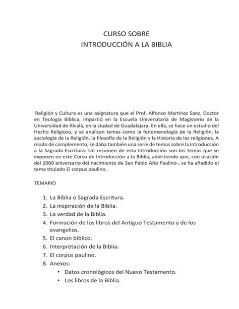 curso sobre introducción a la biblia