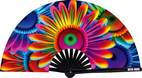 Amazon Neva Nude Rave Folding Hand Fan UV Blacklight Reactive Handheld Fan With