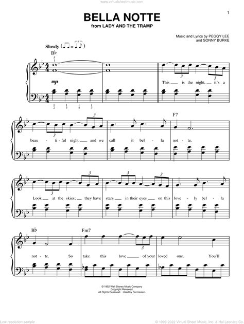 Lee Bella Notte From Lady And The Tramp Sheet Music For Piano Solo