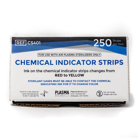 Chemical Indicator Strips Box Of 250 Plasma Bionics Llc