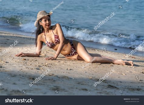 Beautiful Woman Red Bikini Sunbathing On Stock Photo 1865950354 Shutterstock