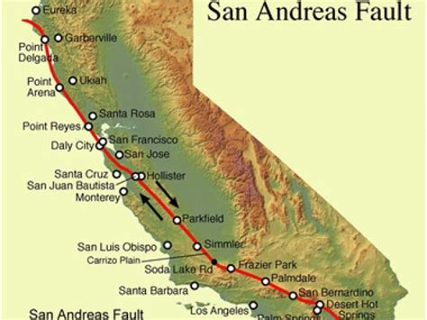 California Earthquake Prediction Map San Andreas Fault Line Fault Zone