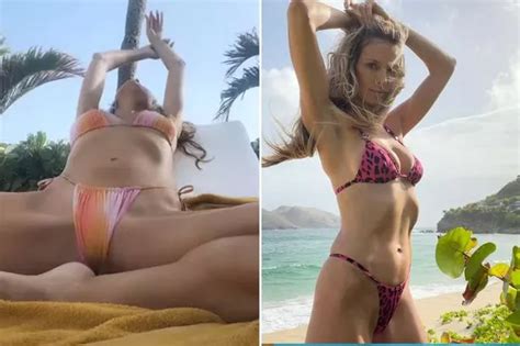 Liz Hurley 57 Shows Off Ageless Figure As She Frolics On Beach In