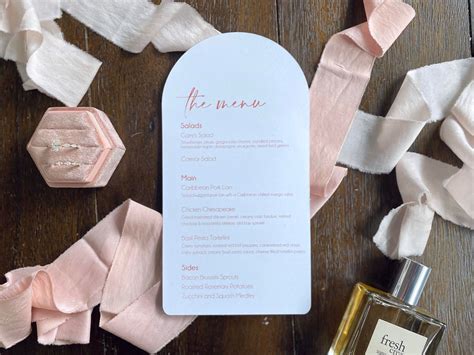 Arch Wedding Menu Printed Menu Card Etsy