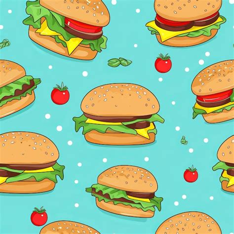 Premium Photo Burger Bonanza Delightful Wallpaper Patterns For Food