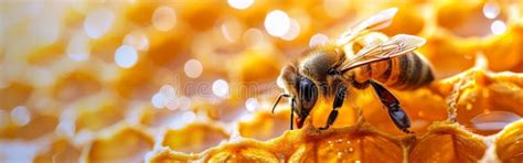 Bee Pollinating Flower Close Up Stock Illustration Illustration Of