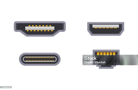 Collection Cable Connectors Adapters Usb Chargers Shapes Isometric Icon Vector Illustration