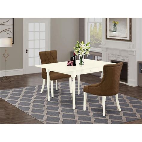 East West Furniture Monza Piece Wood Dining Set In Linen White Dark