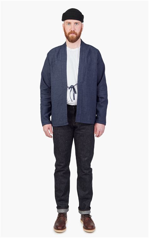 Naked Famous Denim Kimono Shirt Linen Cotton Nep Navy Cultizm
