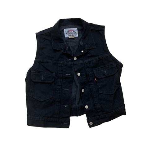 Vintage Levis Black Denim Pocket Vest Womens Fashion Coats Jackets