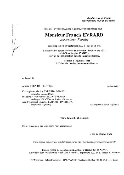 Monsieur Francis Evrard Pompesfunebresmarbreriehamy