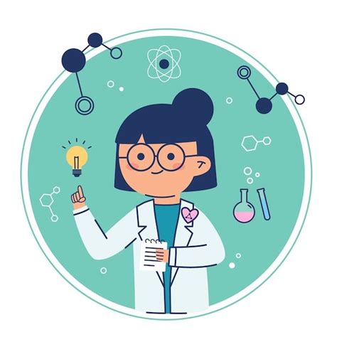 Premium Vector Female Scientist Having An Idea Lightbulb Arte