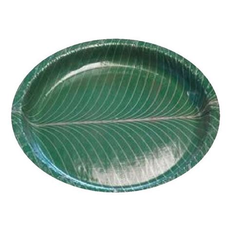 Green Color Banana Leaf Printed Laminated Disposable Paper Plate At