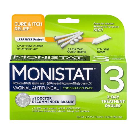 Monistat 3 Day Yeast Infection Treatment Ovules Itch Cream Walmart