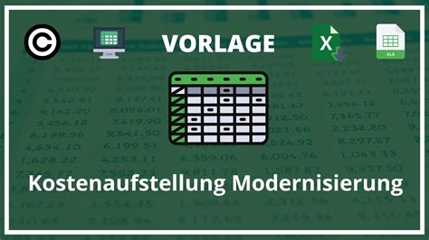 Kostenaufstellung Modernisierung Vorlage Excel