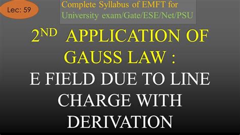 Gausss Law 2nd Application Electric Field Due To Infinite Line Charge