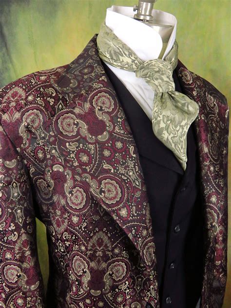 Men S Frock Coat Brocade Burgundy Etsy