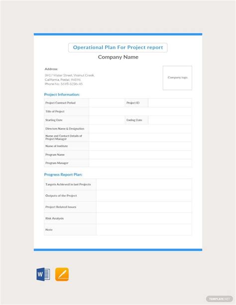 Operational Plan For Project report Template in Word, Pages, Google Docs - Download | Template.net