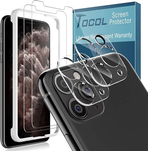 TOCOL 2 Pack Tempered Glass Screen Protector And 2 Pack Tempered Glass