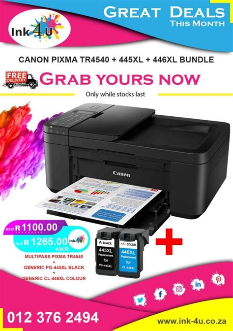 Canon Multipass Pixma Tr4540 Printer Bundle