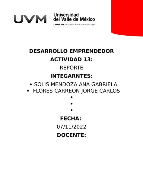 A Reporte Desarrollo Emprendedor Actividad