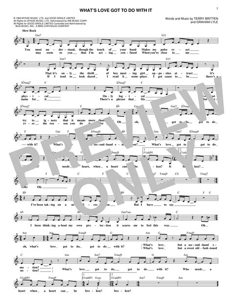 Tina Turner What S Love Got To Do With It Sheet Music