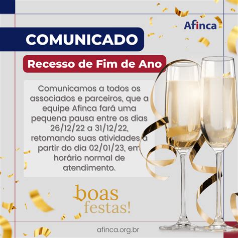 Comunicado Recesso De Fim De Ano Afinca