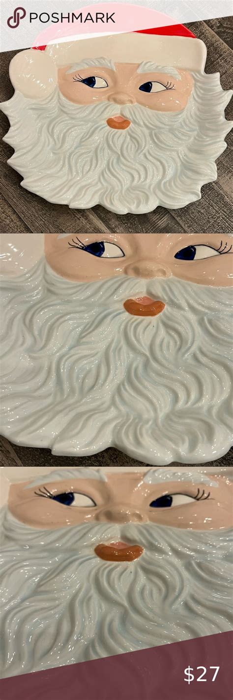 Ceramic Santa Platter Santa Cookies Christmas Cookies Color Free