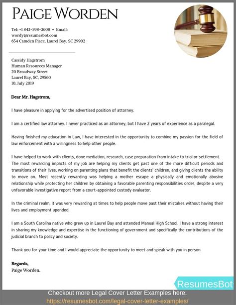 Entry Level Attorney Cover Letter Samples And Templates Pdfword 2024 Rb