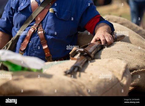 Soldier Hanging A Shotgun Stock Photo Alamy