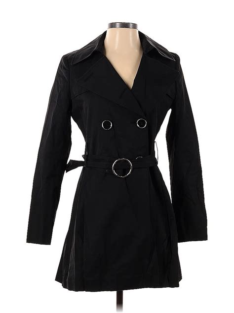 Via Spiga Solid Black Trenchcoat Size Xs Off Thredup