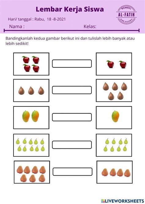 Menyamakan Lambang Bilangan Dan Jumlah Benda Worksheet Ef Theme Loader