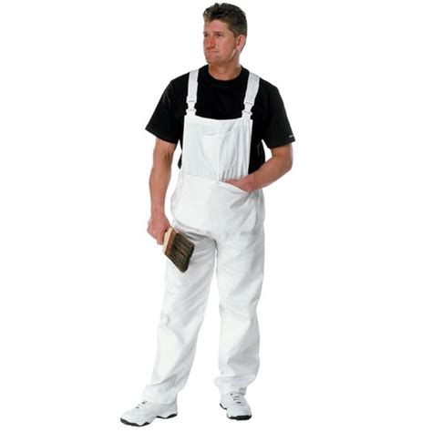 Mens Painters Bib Brace White Cotton Drill Decorators Overalls