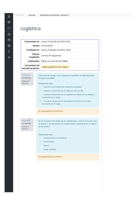 Modalidad De Ex Menes Semana Log Stica Pregunta Completada Punt A