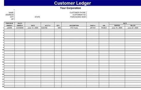 Ledger Excel Template