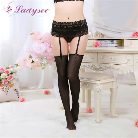 Women Lady Garters Black Lace Garter Belt 4 Wide Straps Metal Buckles