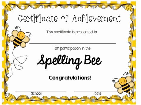 Spelling Bee Certificate Template Beautiful Spelling Bee With Regard To ...