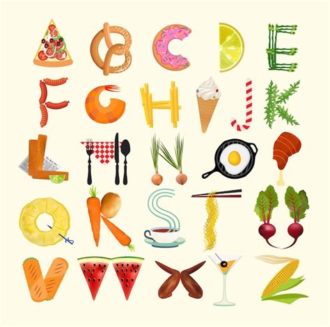 Premium Vector Vector Illustration Fruit And Vegetable Alphabet Letter