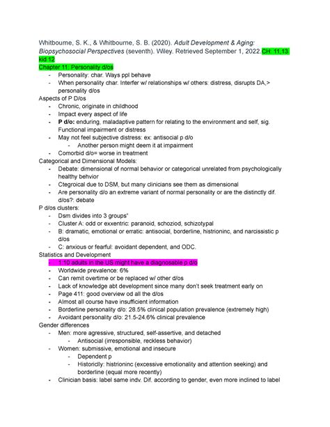 Abnormal Psych Exam Material Whitbourne S K Whitbourne S B